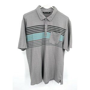 Travis Mathew Polo Gray Blue Striped Men’s Sz L Shirt